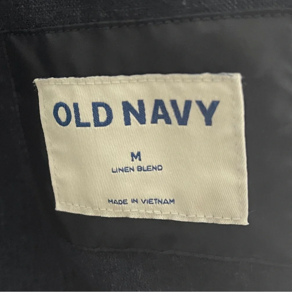 Old Navy Linen Summer Blazer Men M 44R Navy Blue 2-Button Linen Blend Jacket